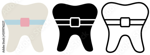 dental braces icon, simple flat style, illustration, logo sign symbol pictogram template, for ui or ux isolated on white for mobile app, editable