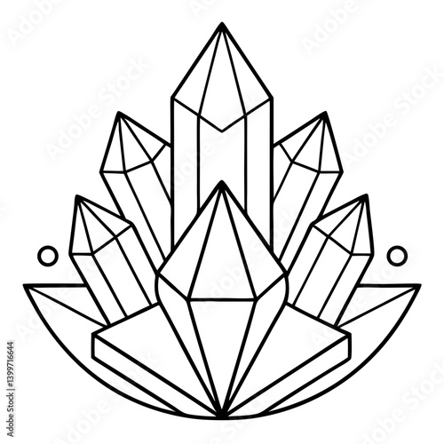 Chakra Crystals Outline Coloring Book Page Line Art