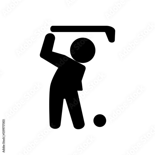 golfing person icon, simple flat style, illustration, logo sign symbol pictogram template, for ui or ux isolated on white for mobile app, editable
