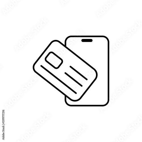 smartphone icon with atm card, digital payment icon, simple flat style, illustration, logo sign symbol pictogram template, for ui or ux isolated on white for mobile app, editable