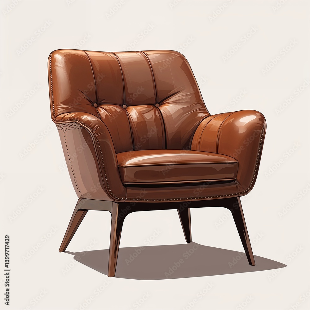 Brown leather chair vector art illustration on plain white background Brown leather chair vector art illustration on plain white background