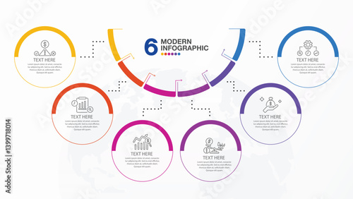 Infographic half circle 6 step.