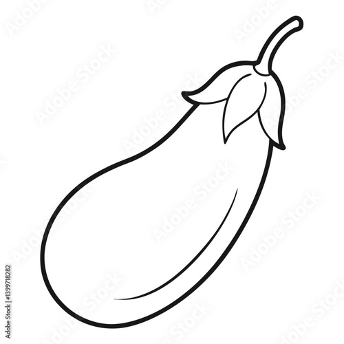 Fresh Eggplant Outline Coloring Book Page Line Art