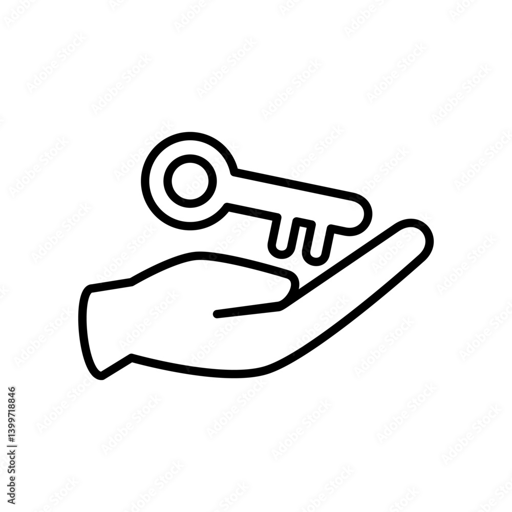 hand holding key icon, simple flat style, illustration, logo sign symbol pictogram template, for ui or ux isolated on white for mobile app, editable hand holding key icon, simple flat style, illustration, logo sign symbol pictogram template, for ui or ux isolated on white for mobile app, editable
