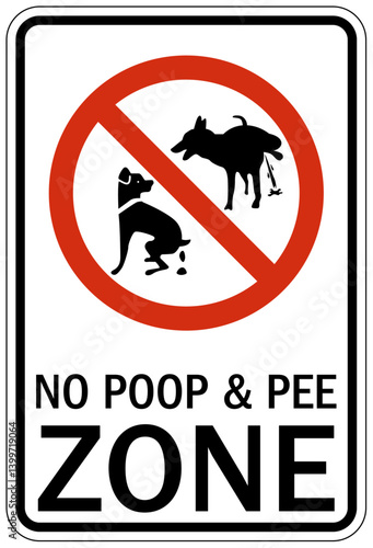 Dog poop sign no poop and pee zone