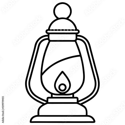 Kerosene Light Outline Coloring Book Page Line Art
