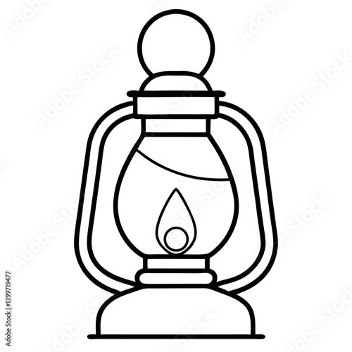Kerosene Light Outline Coloring Book Page Line Art