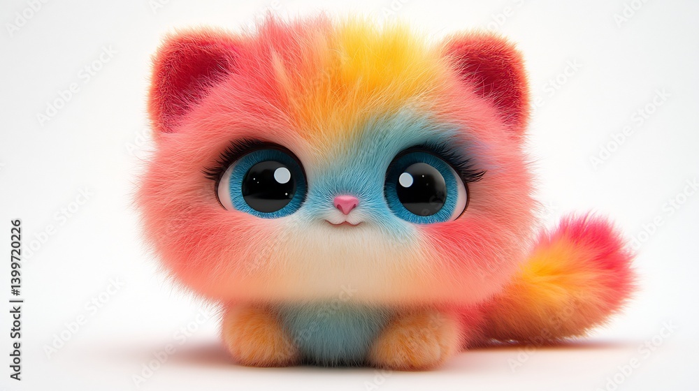 Cute Rainbow Plush Kitten Toy. Cute Rainbow Plush Kitten Toy.