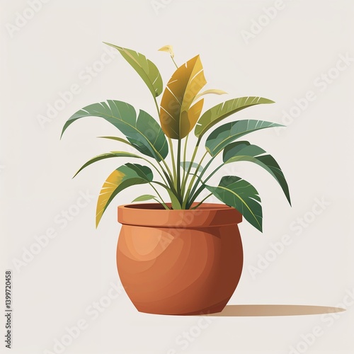 Wallpaper Mural Warm terracotta planter vector art illustration on plain white background Torontodigital.ca