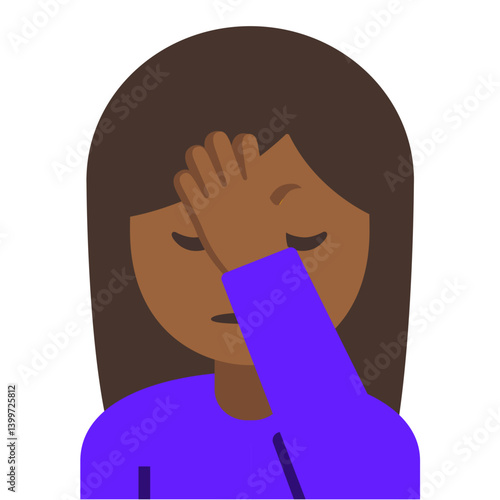 Facepalm Emoji (Medium-Dark Skin Tone, Brown Hair, Female)

