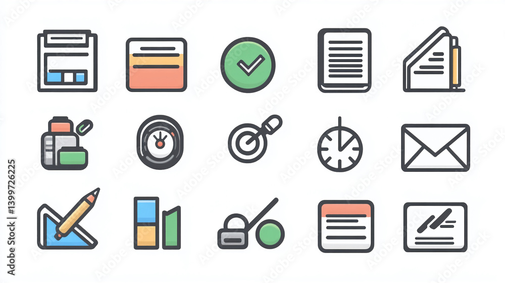 Business office icons set vector illustration for web design and mobile applications interface element Business office icons set vector illustration for web design and mobile applications interface element