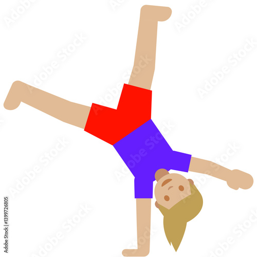 Person Doing Cartwheel Emoji (Light Skin Tone, Blond Hair, Female)
