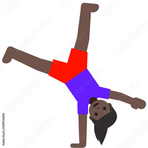 Person Doing Cartwheel Emoji (Dark Skin Tone, Female)
