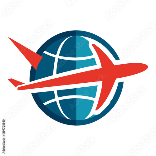 Airplane with Globe Logo Representing Global Travel, Aviation, and International Connectivity