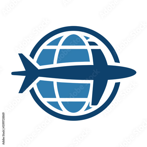Airplane with Globe Logo Representing Global Travel, Aviation, and International Connectivity