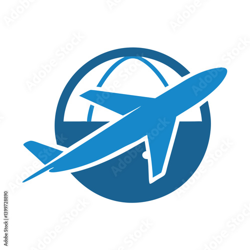 Airplane with Globe Logo Representing Global Travel, Aviation, and International Connectivity