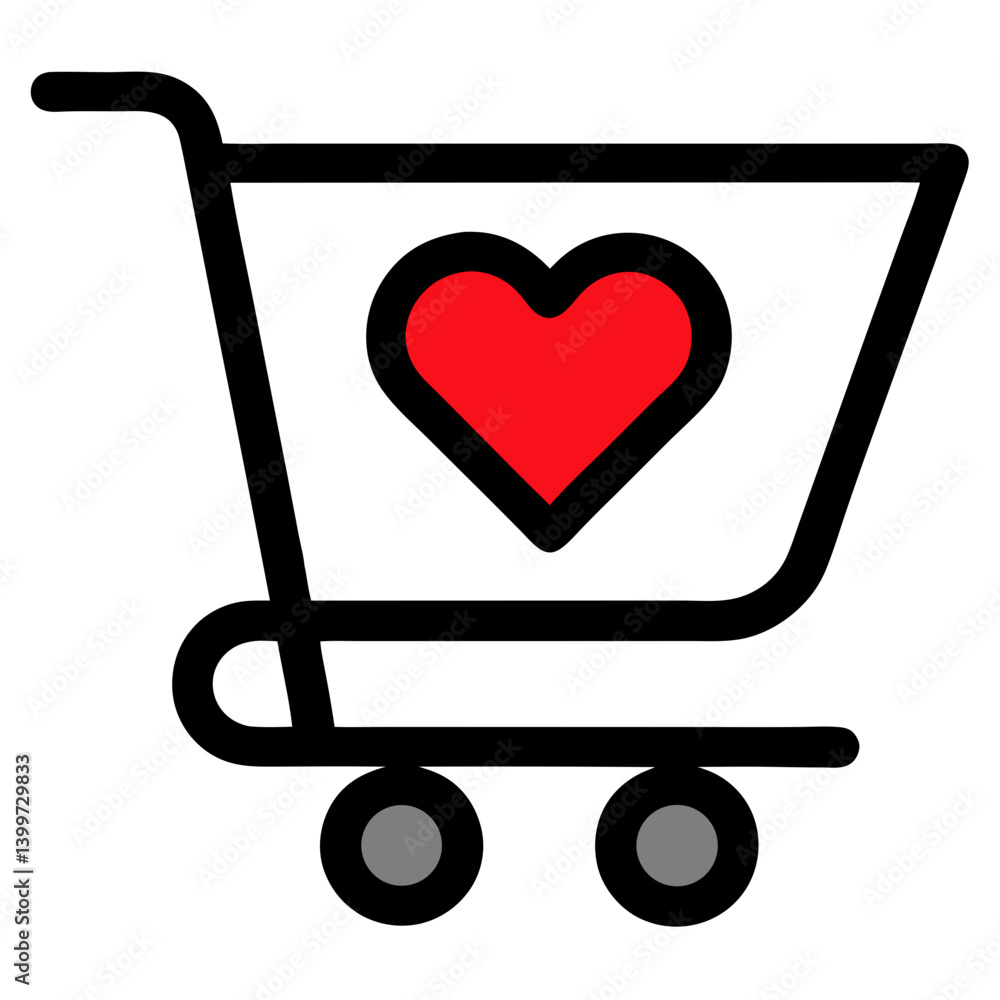 Shopping Cart with Heart Logo Representing E-commerce, Shopping, and Customer Love Shopping Cart with Heart Logo Representing E-commerce, Shopping, and Customer Love