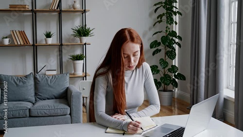 The Woman at Home Desk