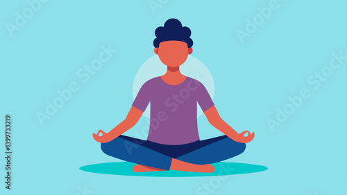 Deep Breathing Exercise An individual sitting crosslegged eyes closed with one hand on their chest and another on their abdomen practicing deep breathing in a calming environment.