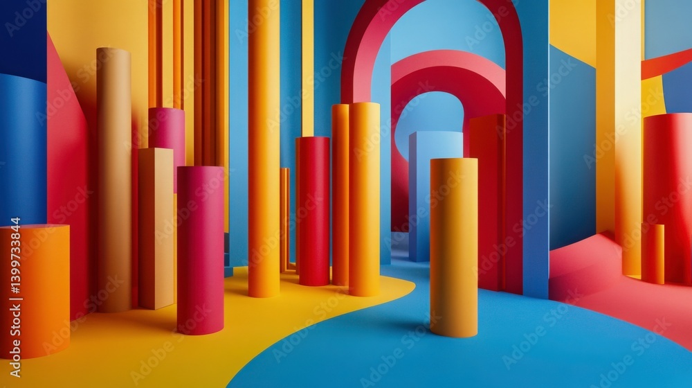 Fototapeta premium Vibrant Geometric Abstract Interior