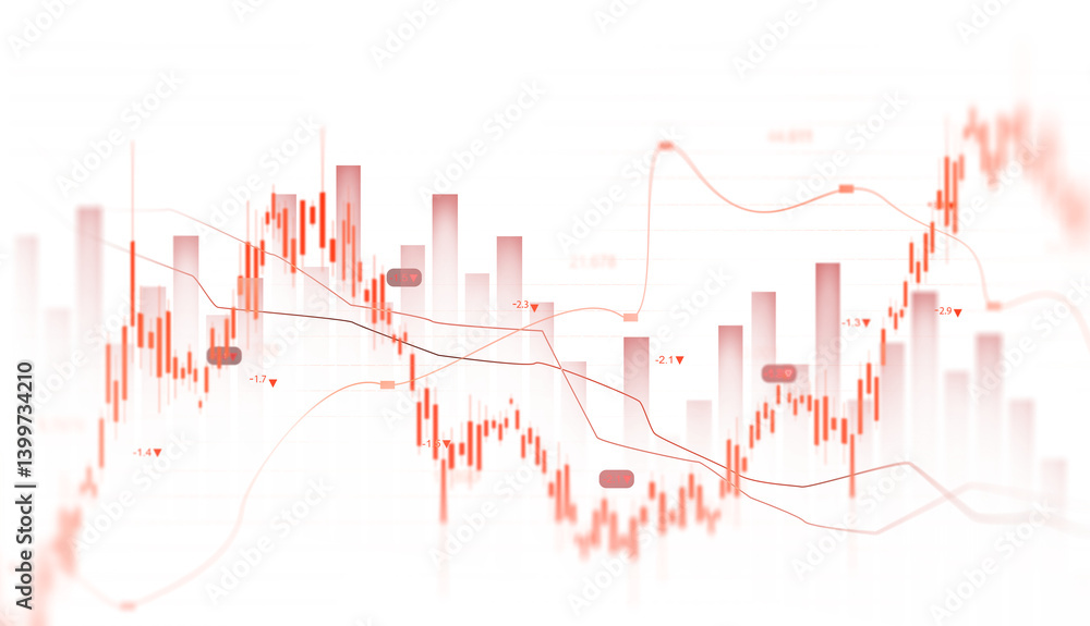 Fototapeta premium Economic crisis, financial background. Financial graph chart falling,global economic recession, stock market crash, growth inflation.