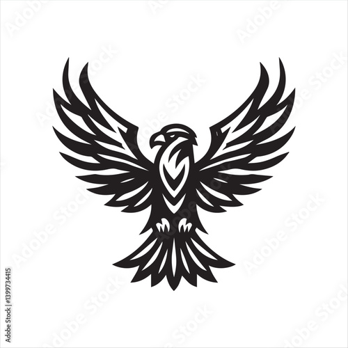 Stylized Phoenix Bird Vector Logo Design

