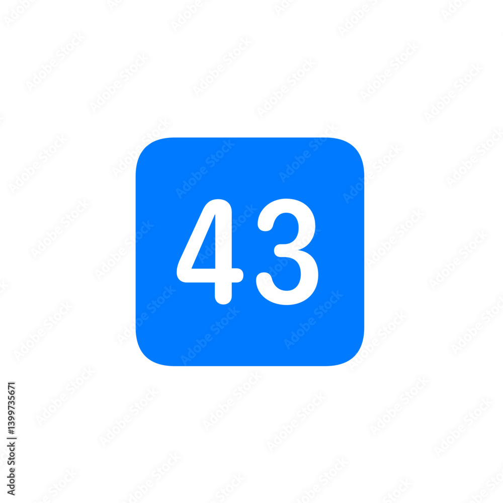 Number 43 Filled Square Icon Number 43 Filled Square Icon