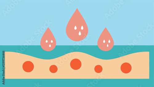 Hydration and Nourishment A depiction of skin visibly absorbing tiny droplets representing exosomes symbolizing hydration and nourishment posttreatment.