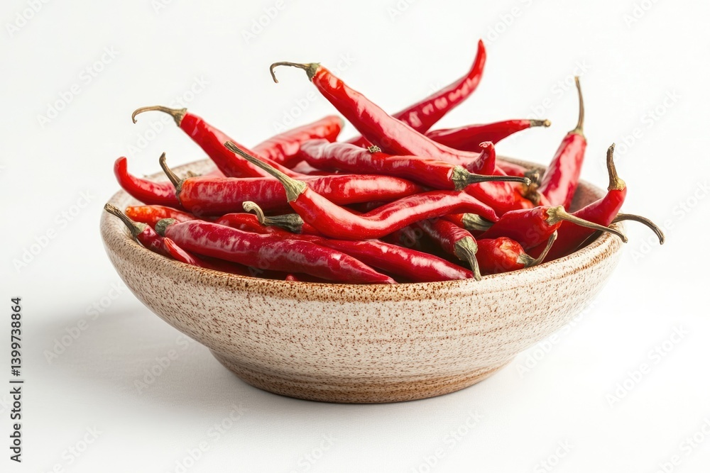 A bowl of vibrant red chili peppers, ready to add spice and flavor to your culinary creations. A bowl of vibrant red chili peppers, ready to add spice and flavor to your culinary creations.
