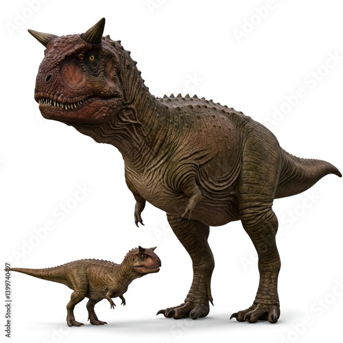 carnotaurus with baby 3d render