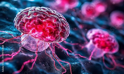 Microscopic view of cancer cells.