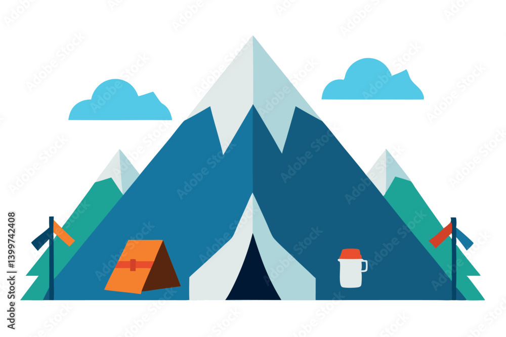 vector illustration of a mountain landscape with trees vector illustration of a mountain landscape with trees