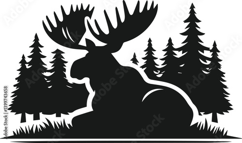 Silhouette of a woodland animal moose
