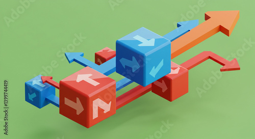 Arrows on Cubes Representing Direction and Guidance Concept