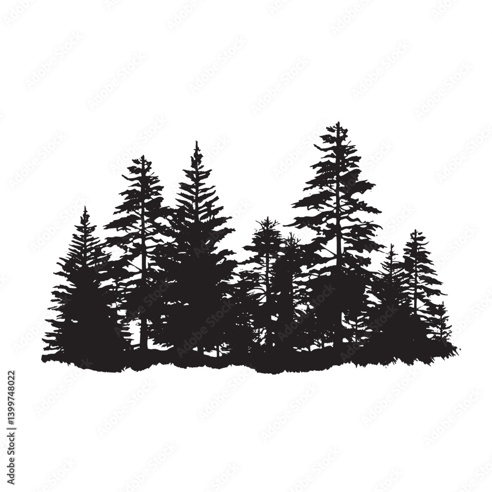 Fototapeta premium Minimalist Pine Tree Silhouette Isolated