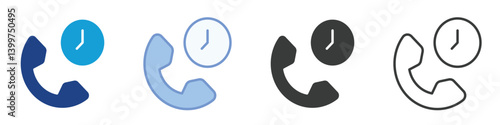 Call Center Time Icons Collection – Multiple Vector Styles Icons