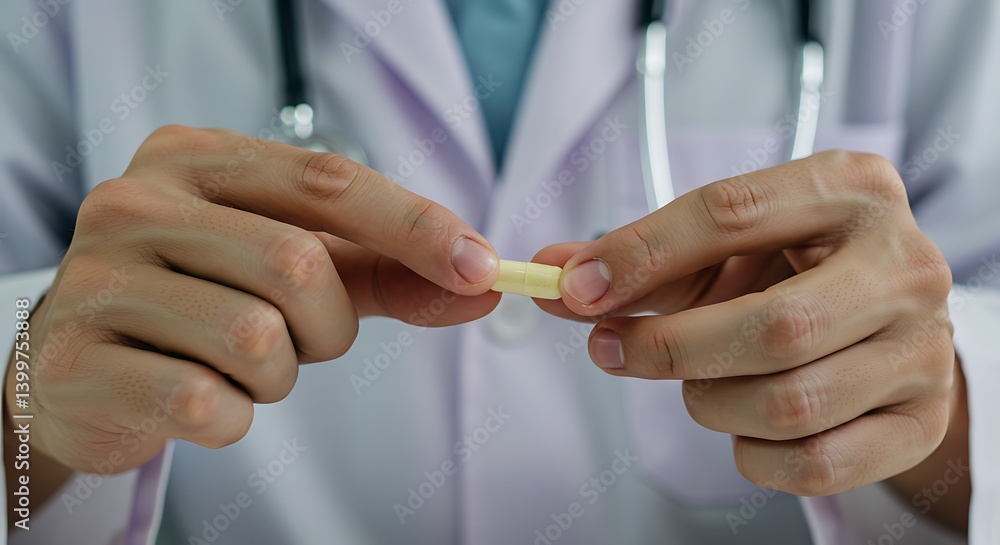 Fototapeta premium Holding Pill Capsule for Medication Information and Healthcare