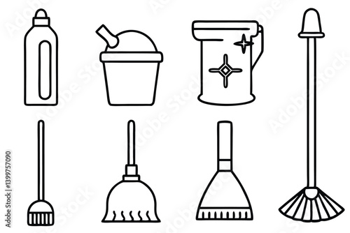 Cleaner line art drawing of janitorial supply ite