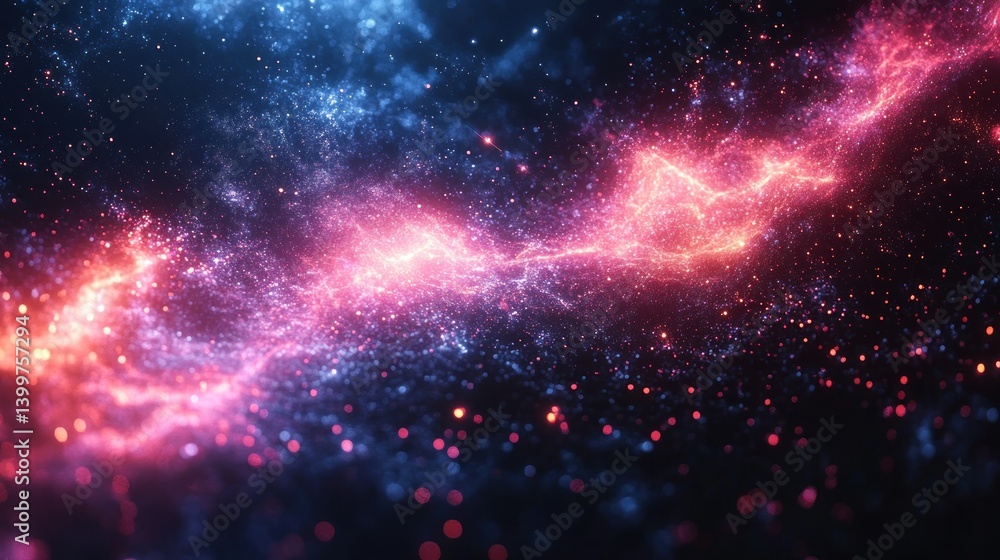 Fototapeta premium Cosmic energy flow in nebula with sparkling particles