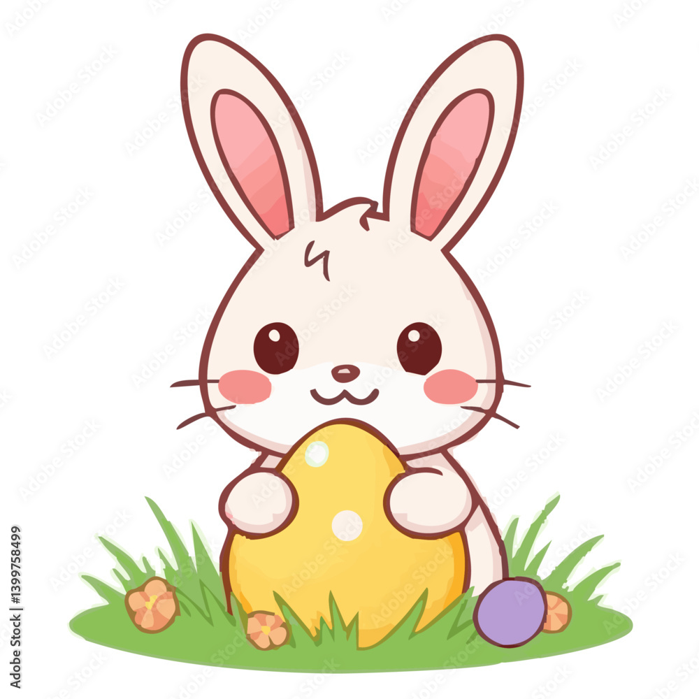 Obraz premium A cute easter rabbit surround by easter eggs