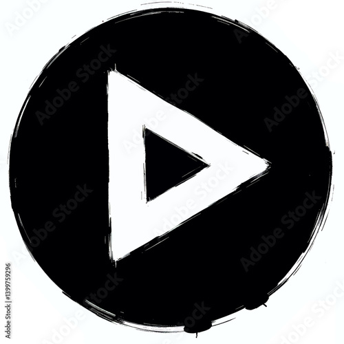 Grunge Black Circle with Play Symbol