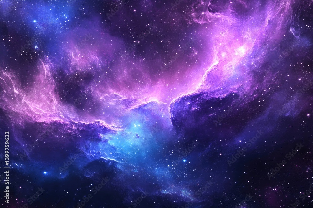 Fototapeta premium Galactic space inspired palette knife painting with deep purples, blues, and shimmering highlights