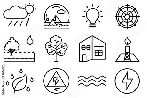 climate adaptation line art to reduce climate impact