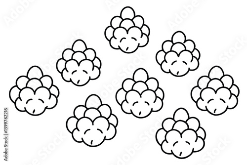 cloudberry line art abstract style black and white