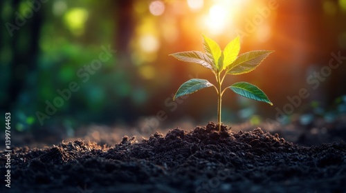 Wallpaper Mural Sunrise Sapling: A New Beginning in Nature's Embrace Torontodigital.ca