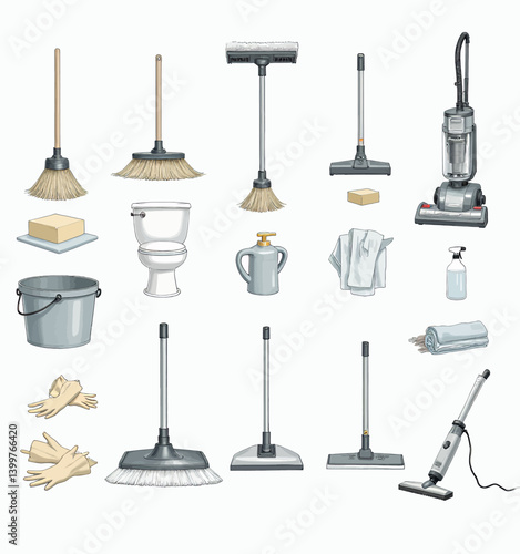 Cleaning Supplies: Brooms, Mops, Vacuums, and Toilet Bowl