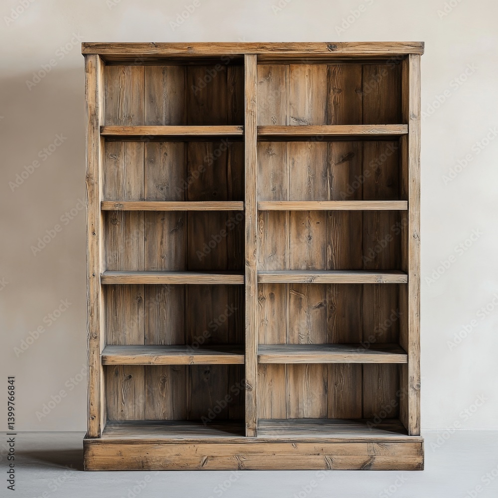Wooden bookcase with multiple shelves Wooden bookcase with multiple shelves