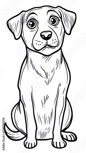 Adorable Minimalist Dog Coloring Page Vector Illustration for Kids and Adults