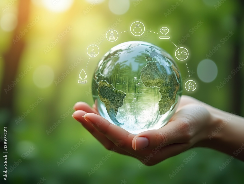 Hand holding global saving clean energy earth, save the world, environment, green, eco friendly, net zero, ESG, ecology, CO2, carbon dioxide, carbon footprint. campaign save the earth, earth Day Hand holding global saving clean energy earth, save the world, environment, green, eco friendly, net zero, ESG, ecology, CO2, carbon dioxide, carbon footprint. campaign save the earth, earth Day