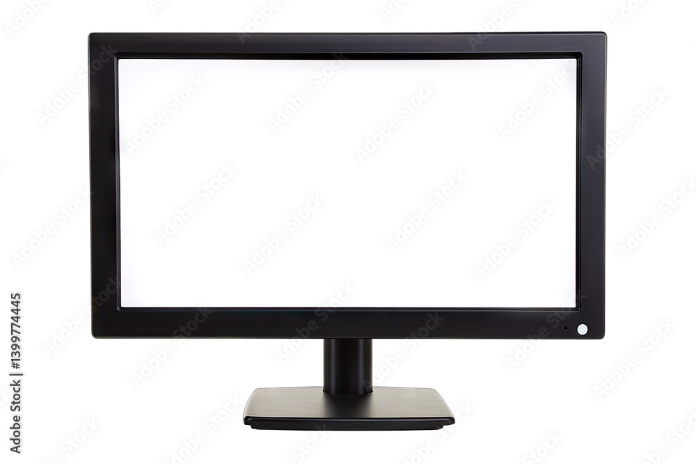 a blank computer monitor stands on a sleek black base showcasing a minimalist design it serves as a versatile display for various digital content and applications a blank computer monitor stands on a sleek black base showcasing a minimalist design it serves as a versatile display for various digital content and applications
